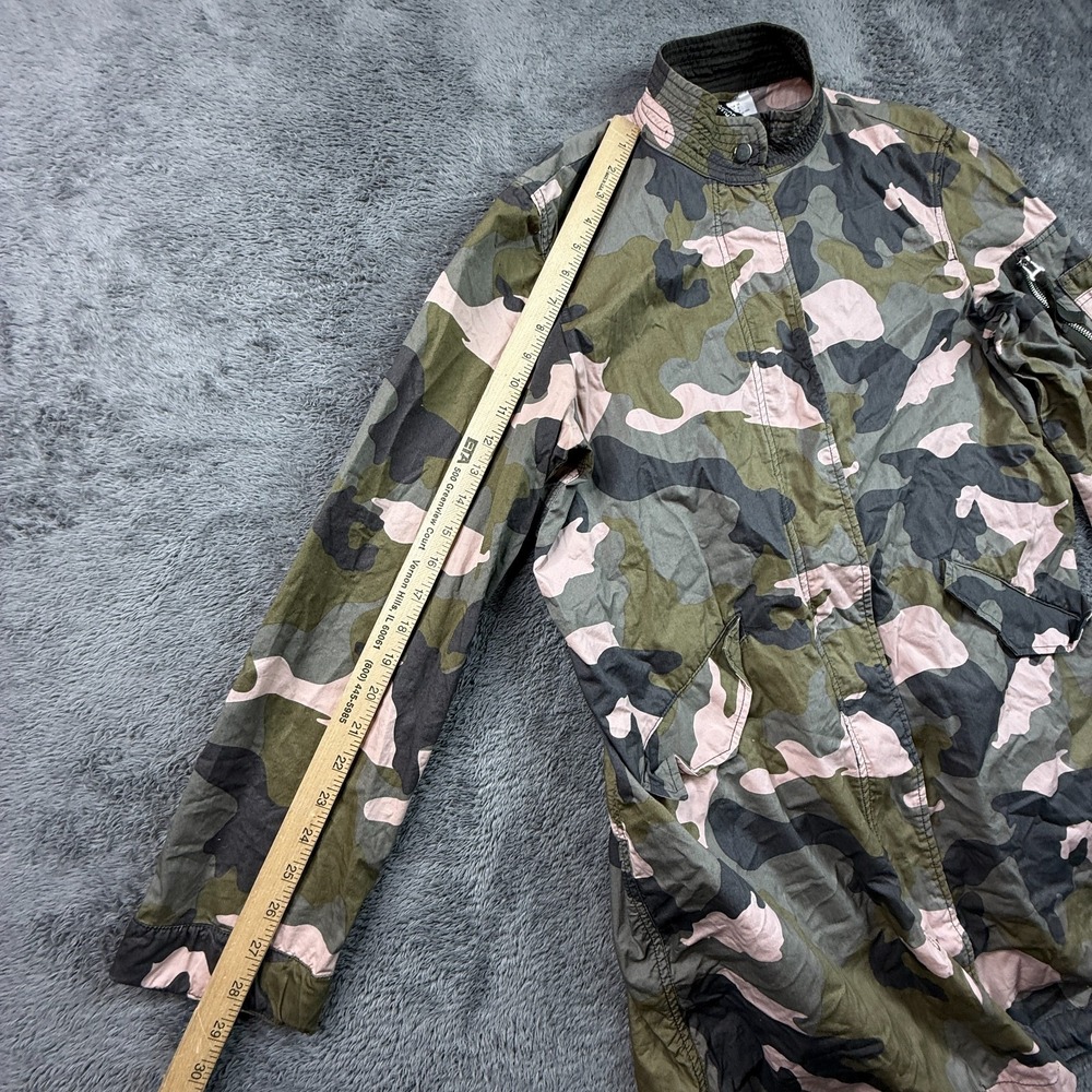 Divided H & M Women's Snap Zip Utility Camo Jacket Pockets Drawstring Pink 8 - Picture 7 of 8